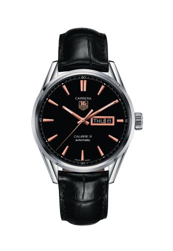 TAG Heuer Carrera Calibre 5 Day Date Stainless Steel / Black / Alligator WAR201C.FC6266