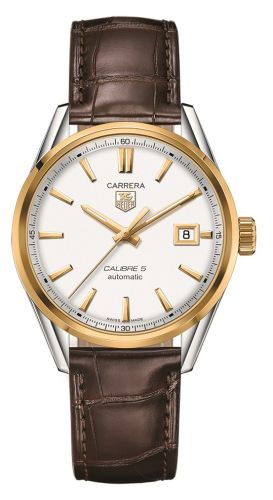 TAG Heuer Carrera Calibre 5 39 Stainless Steel / Yellow Gold / Silver / Alligator WAR215B.FC6181