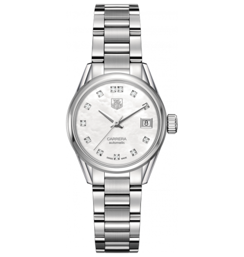 TAG Heuer Carrera Calibre 9 28 Stainless Steel / MOP -- Diamond / Bracelet WAR2414.BA0776