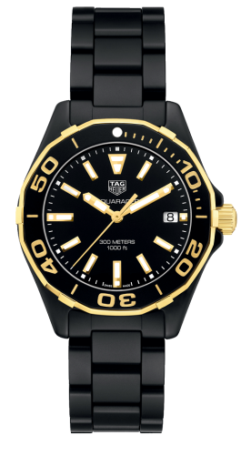 TAG Heuer Aquaracer 300M Quartz 35 Ceramic / Yellow Gold / Black / Bracelet WAY1321.BH0743