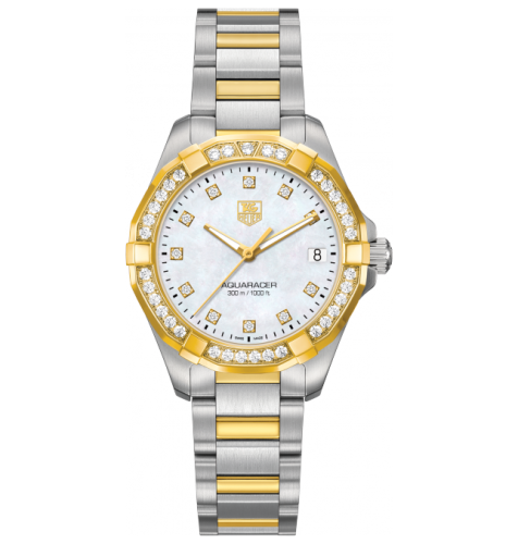 TAG Heuer Aquaracer 300M Quartz 32 Stainless Steel / Yellow Gold / Diamond / MOP - Diamond / Bracelet WAY1353.BD0917