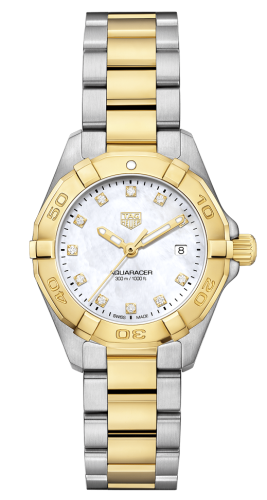 TAG Heuer Aquaracer 300M Quartz 27 Stainless Steel - Yellow Gold / MOP - Diamond / Bracelet WBD1422.BB0321