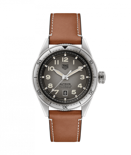 TAG Heuer Autavia Calibre 5 Stainless Steel / Grey / Leather WBE5111.FC8267-1