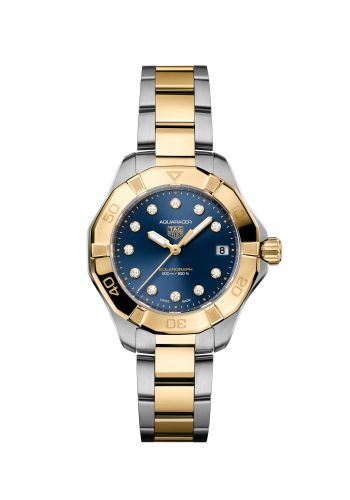 TAG Heuer Aquaracer Professional 200 Solargraph 34 Stainless Steel - Yellow Gold / Blue - Diamond WBP1323.BB0004