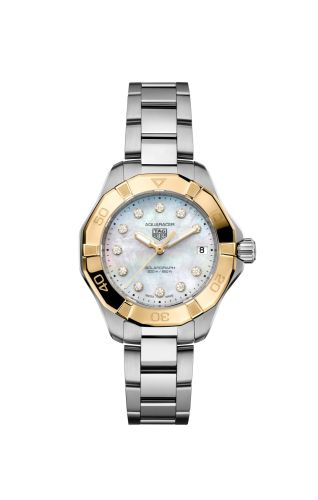 TAG Heuer Aquaracer Professional 200 Solargraph 34 Stainless Steel - Yellow Gold / MOP - Diamond WBP1325.BA0005