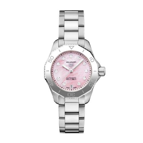 TAG Heuer Aquaracer Professional 200 Automatic 30 Stainless Steel / Pink MOP / Watches of Switzerland WBP2416.BA0622