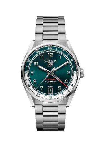 TAG Heuer Carrera Twin Time Stainless Steel / Teal Green / Bracelet WDA2114.BA0043