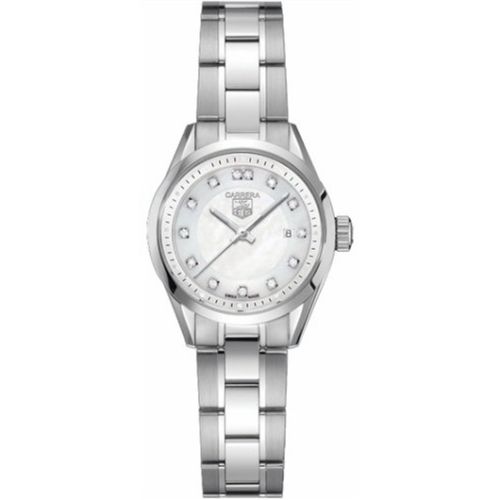 TAG Heuer Carrera Quartz 27 Stainless Steel / MOP - Diamond / Bracelet WV1411.BA0793