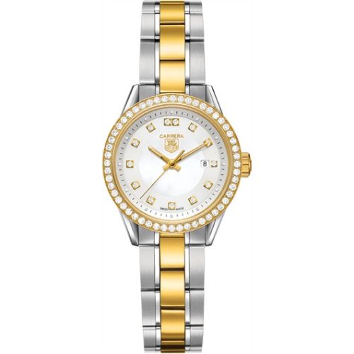 TAG Heuer Carrera Quartz 27 Stainless Steel / Yellow Gold / Diamond / MOP - Diamond / Bracelet WV1451.BD0797