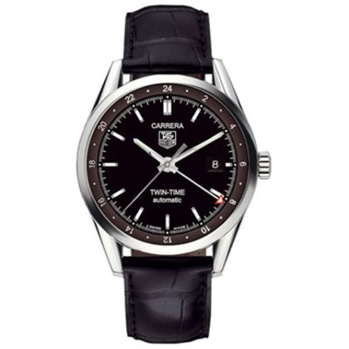 TAG Heuer Carrera Calibre 7 Twin Time Stainless Steel / Black / Strap WV2115.FC6180
