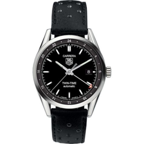 TAG Heuer Carrera Calibre 7 Twin Time Stainless Steel / Black / Strap WV2115.FC6182