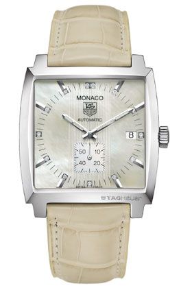 TAG Heuer Monaco Automatic Stainless Steel / MOP - Diamond / Alligator WW2113.FC6215