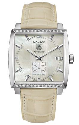TAG Heuer Monaco Automatic Stainless Steel - Diamond / MOP - Diamond / Alligator WW2114.FC6215