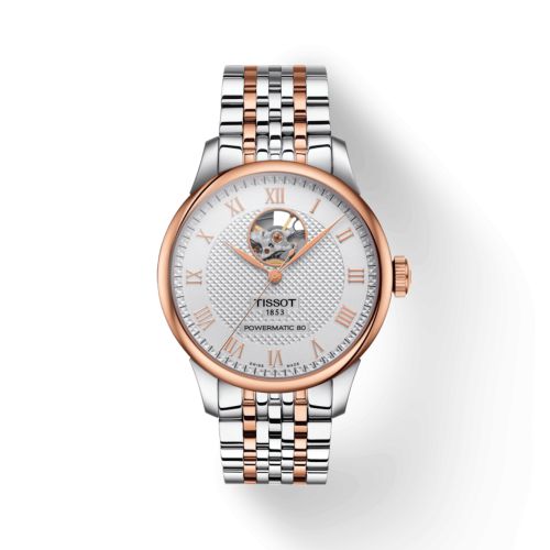 Tissot Le Locle Powermatic 80 Open Heart Stainless Steel - Rose Gold / Silver / Bracelet T006.407.22.033.02
