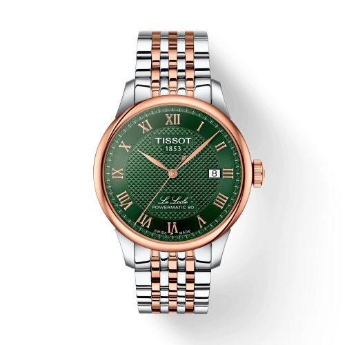 Tissot Le Locle Powermatic 80 39.3 Stainless Steel - Rose Gold / Green / Bracelet T006.407.22.093.01