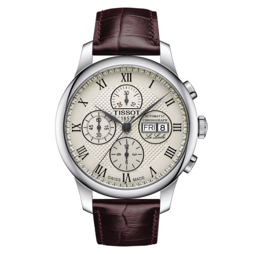 Tissot Le Locle 42.3 Valjoux Chronograph Stainless Steel / Ivory / Strap T006.414.16.263.00