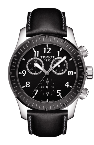 Tissot V8 Quartz Chronograph PVD Bezel Leather T039.417.26.057.00