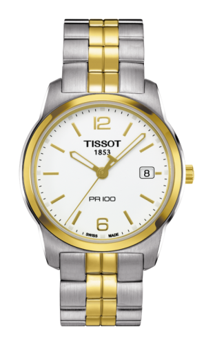 Tissot PR 100 Quartz 38 Stainless Steel / Yellow Gold PVD / White / Bracelet T049.410.22.017.00