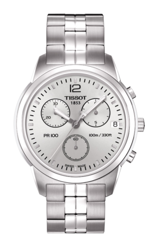 Tissot PR 100 Chronograph Quartz 38 Stainless Steel / Silver / Bracelet T049.417.11.037.00