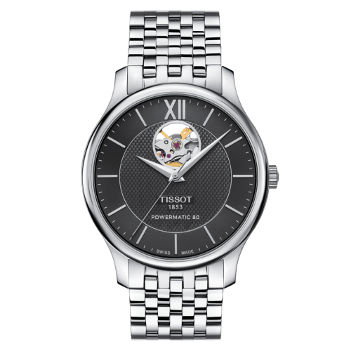 Tissot Tradition Powermatic 80 Open Heart 40 Stainless Steel / Black / Bracelet T063.907.11.058.00