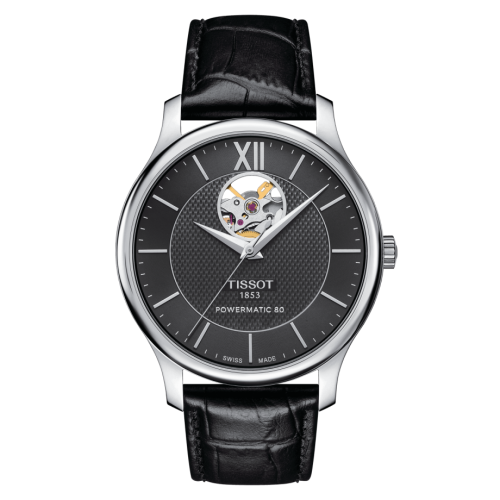 Tissot Tradition Powermatic 80 Open Heart 40 Stainless Steel / Black / Strap T063.907.16.058.00