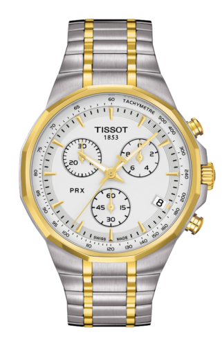 Tissot PRX Chronograph Quartz Stainless Steel / Yellow Gold PVD / Silver T077.417.22.031.00
