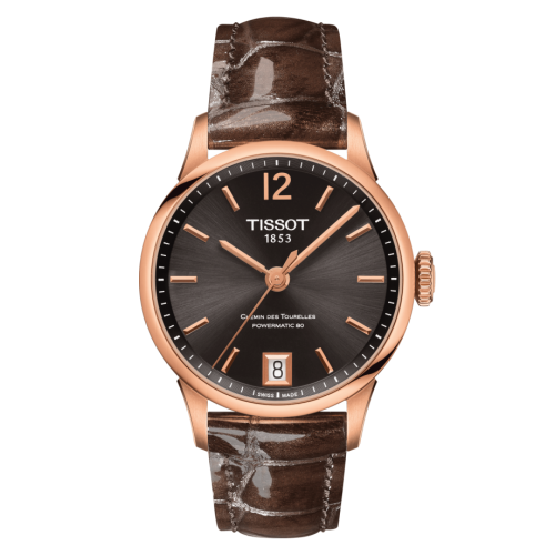 Tissot Chemin Des Tourelles Powermatic 80 32 Rose Gold PVD / Brown / Strap T099.207.36.447.00