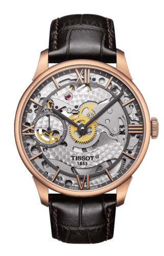 Tissot Chemin des Tourelles Squelette 42 Rose Gold PVD / Skeleton / Strap T099.405.36.418.00