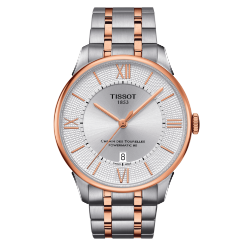 Tissot Chemin Des Tourelles Powermatic 80 42 Stainless Steel - Rose Gold / Silver T099.407.22.038.02