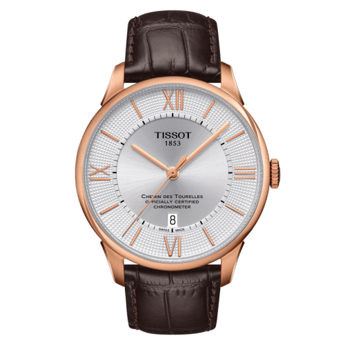 Tissot Chemin Des Tourelles Powermatic 80 COSC 42 Rose Gold PVD / Silver / Strap T099.408.36.038.00
