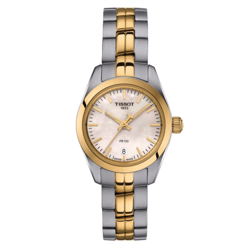 Tissot PR 100 Quartz Stainless Steel - Yelllow Gold / MOP / Bracelet T101.010.22.111.00