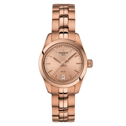 Tissot PR 100 Quartz 25 Rose Gold PVD / Champagne / Bracelet T101.010.33.451.00