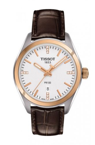 Tissot PR 100 Quartz 33 Stainless Steel / Rose Gold PVD / Silver / Strap T101.210.26.036.00