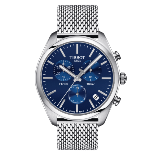 Tissot PR 100 Chronograph Quartz 41 Stainless Steel / Blue / Milanese T101.417.11.041.00