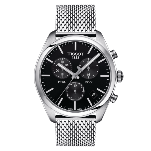 Tissot PR 100 Chronograph Quartz 41 Stainless Steel / Black / Milanese T101.417.11.051.01