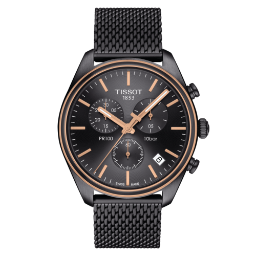Tissot PR 100 Chronograph Quartz 41 PVD / Grey / Milanese T101.417.23.061.00