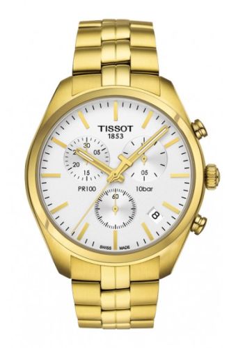 Tissot PR 100 Chronograph Quartz 41 Yellow Gold PVD / Silver / Bracelet T101.417.33.031.00