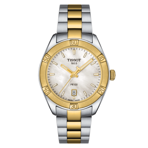 Tissot PR 100 Sport Chic 36 Stainless Steel - Yellow Gold / MOP / Bracelet T101.910.22.111.00