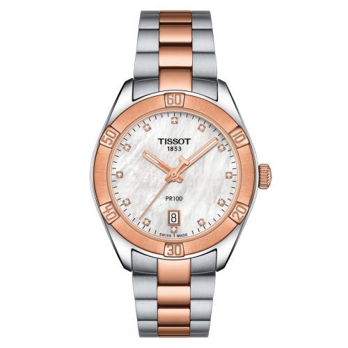 Tissot PR 100 Sport Chic 36 Stainless Steel / Rose Gold PVD / MOP / Bracelet T101.910.22.116.00