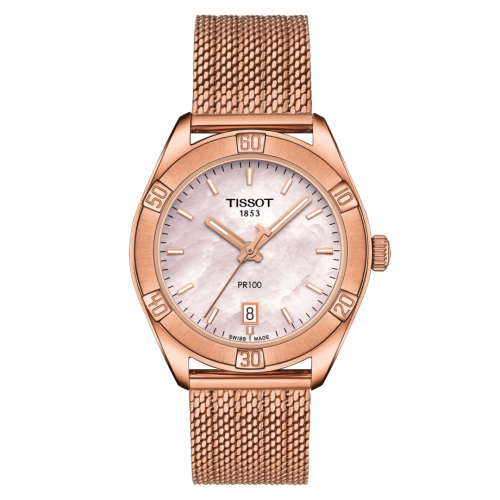 Tissot PR 100 Sport Chic 36 Rose Gold / MOP / Mesh T101.910.33.151.00