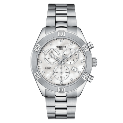 Tissot PR 100 Sport Chic Chronograph 38 Stainless Steel / MOP / Bracelet T101.917.11.116.00