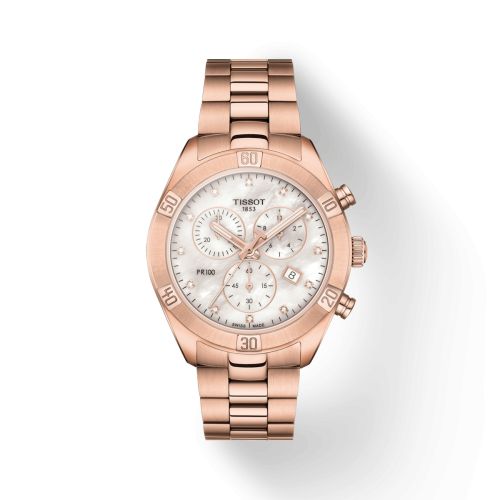 Tissot PR 100 Sport Chic Chronograph 38 Rose Gold PVD / MOP / Bracelet T101.917.33.116.00