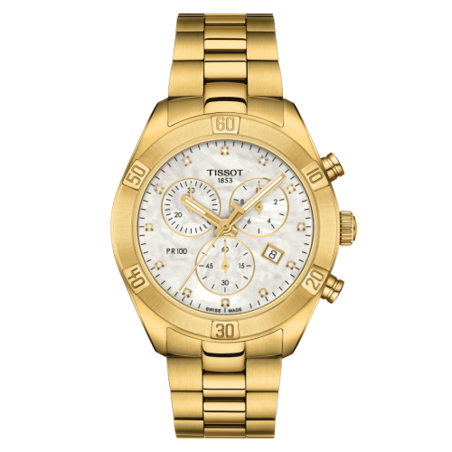 Tissot PR 100 Sport Chic Chronograph 38 Yellow Gold / MOP / Bracelet T101.917.33.116.01