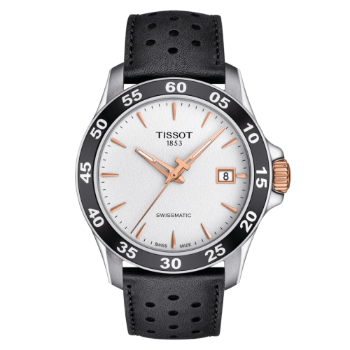 Tissot V8 Swissmatic 42.5 Stainless Steel / Rose Gold PVD / Silver / Strap T106.407.26.031.00