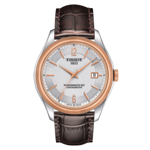 Tissot Ballade Powermatic 80 41 Stainless Steel / Rose Gold PVD / Silver / Strap T108.408.26.037.00