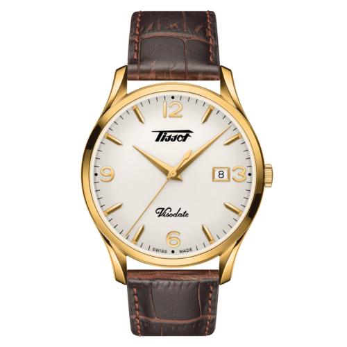 Tissot Visodate Quartz 40 Yellow Gold PVD / Silver / Strap T118.410.36.277.00