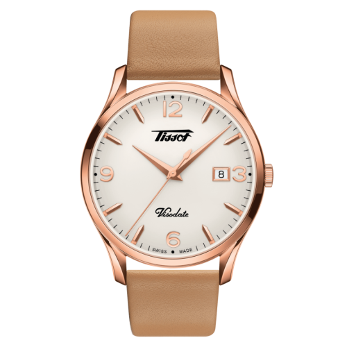 Tissot Visodate Quartz 40 Rose Gold PVD / Silver / Strap T118.410.36.277.01