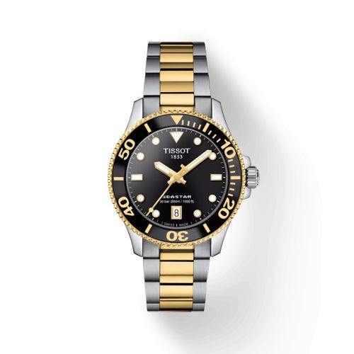 Tissot Seastar 1000 36 Quartz Stainless Steel - Yellow Gold / Black / Bracelet T120.210.22.051.00