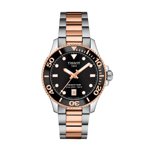 Tissot Seastar 1000 36 Quartz Stainless Steel - Rose Gold / Black / Bracelet T120.210.22.051.01