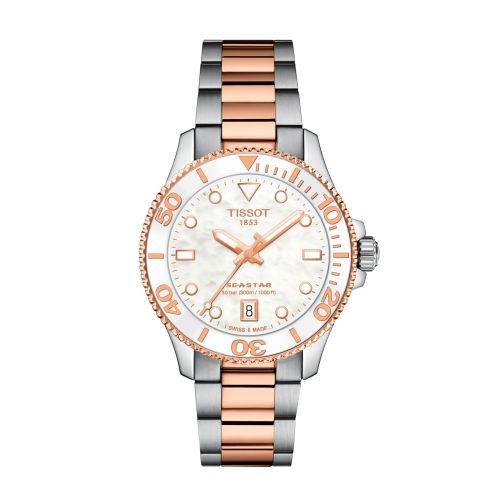 Tissot Seastar 1000 36 Quartz Stainless Steel - Rose Gold / MOP / Bracelet T120.210.22.111.00